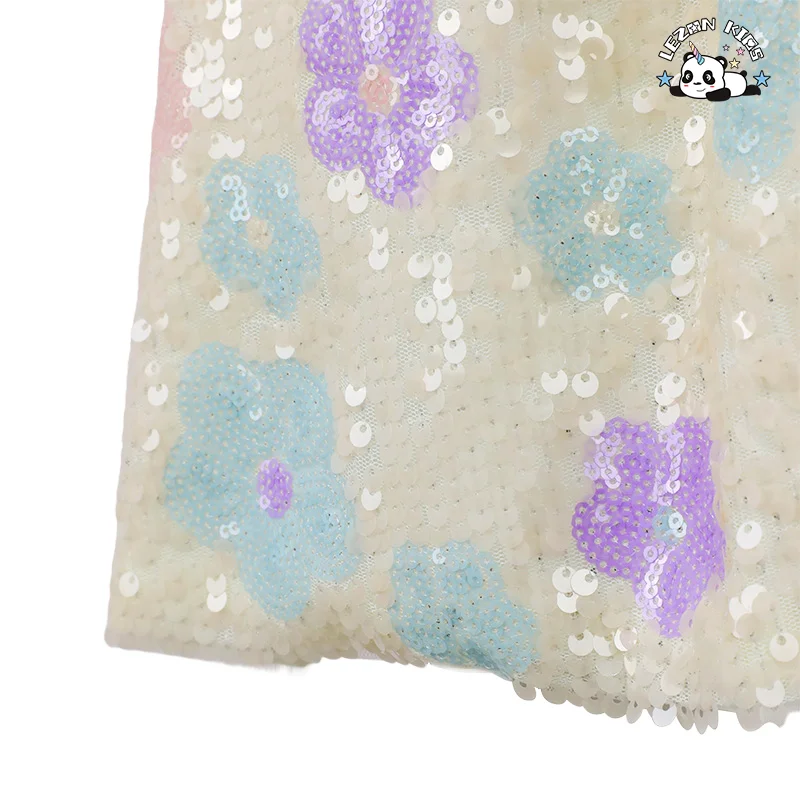 LEZONKIDS - OEM Customization Elegant Puffy Shining Sequins Tulle Girls Birthday Party Dresses for 2-14T Kids